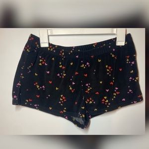 Hearts Black Soft Sleep Shorts Medium